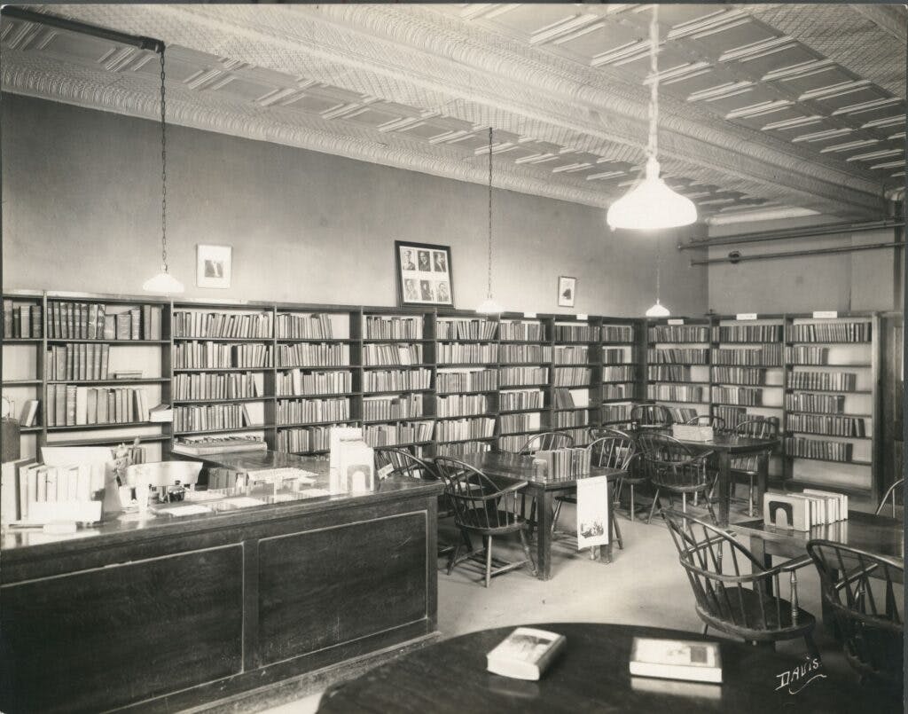 Photo of the interior of Gainsboro Library, circa 1921